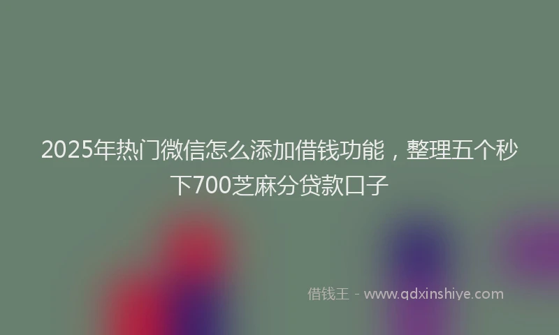 2025年热门微信怎么添加借钱功能，整理五个秒下700芝麻分贷款口子