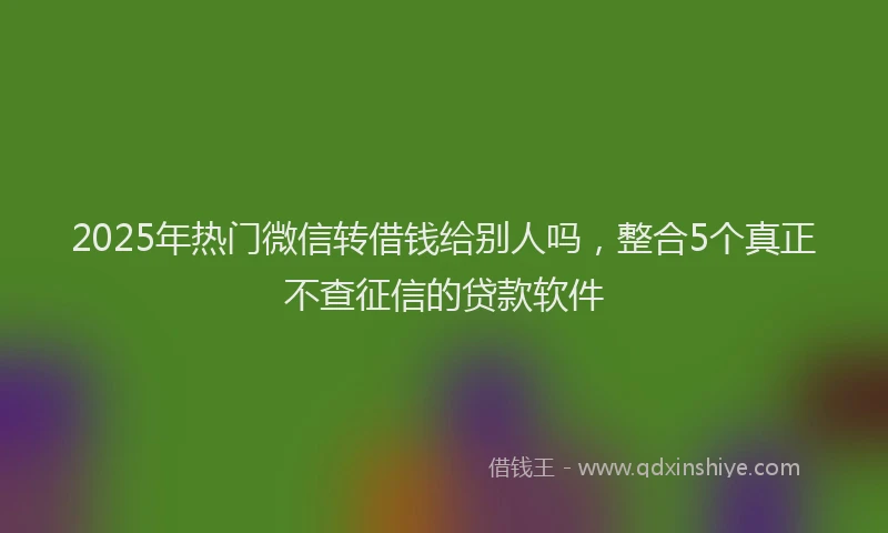 2025年热门微信转借钱给别人吗，整合5个真正不查征信的贷款软件