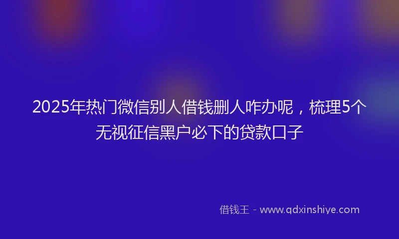 2025年热门微信别人借钱删人咋办呢，梳理5个无视征信黑户必下的贷款口子