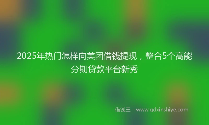 2025年热门怎样向美团借钱提现，整合5个高能分期贷款平台新秀