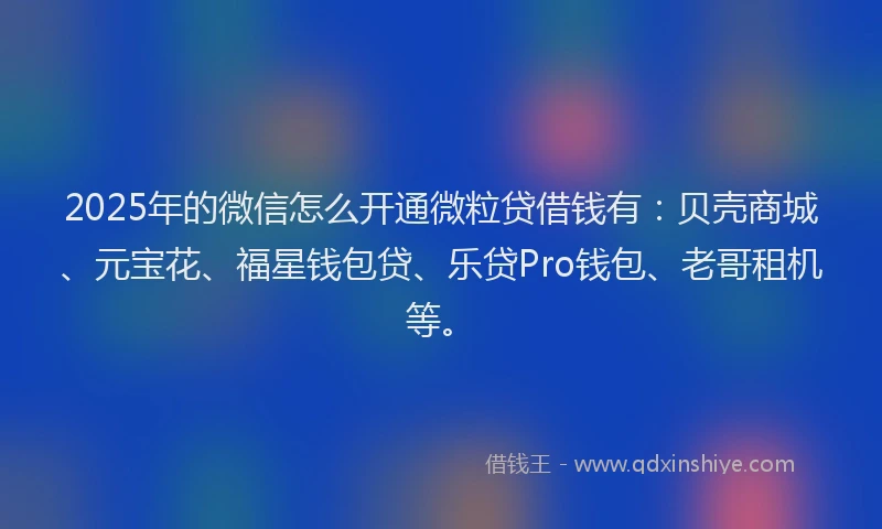 2025年的微信怎么开通微粒贷借钱有：贝壳商城、元宝花、福星钱包贷、乐贷Pro钱包、老哥租机等。