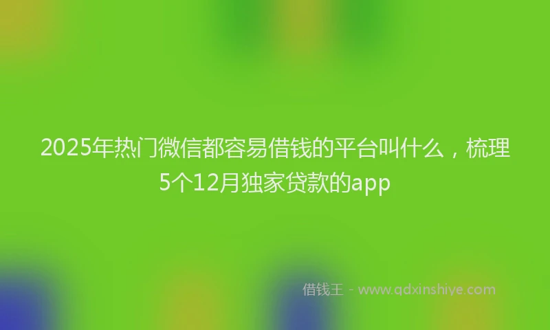 2025年热门微信都容易借钱的平台叫什么，梳理5个12月独家贷款的app