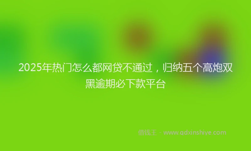 2025年热门怎么都网贷不通过，归纳五个高炮双黑逾期必下款平台