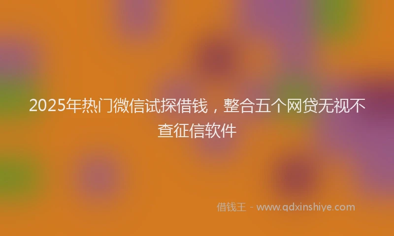 2025年热门微信试探借钱，整合五个网贷无视不查征信软件
