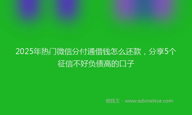2025年热门微信分付通借钱怎么还款，分享5个征信不好负债高的口子