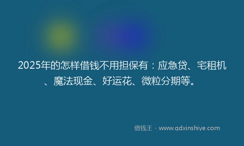 2025年的怎样借钱不用担保有：应急贷、宅租机、魔法现金、好运花、微粒分期等。