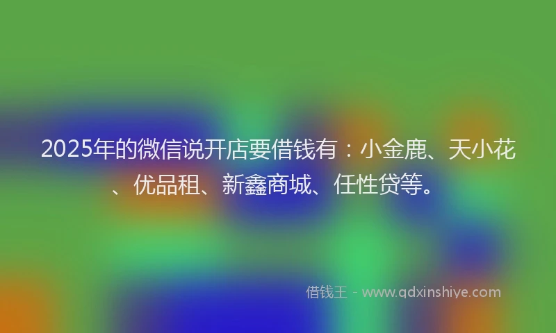 2025年的微信说开店要借钱有:小金鹿、天小花、优品租、新鑫商城、任性贷等。