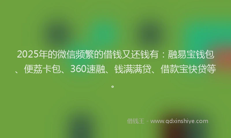 2025年的微信频繁的借钱又还钱有：融易宝钱包、便荔卡包、360速融、钱满满贷、借款宝快贷等。