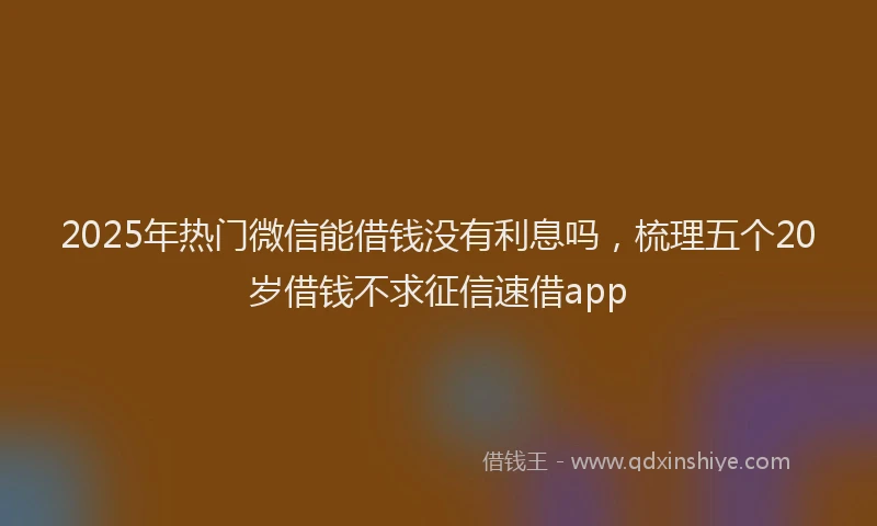 2025年热门微信能借钱没有利息吗，梳理五个20岁借钱不求征信速借app