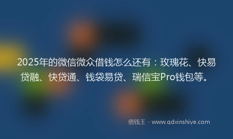 2025年的微信微众借钱怎么还有：玫瑰花、快易贷融、快贷通、钱袋易贷、瑞信宝Pro钱包等。