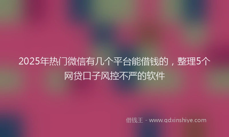 2025年热门微信有几个平台能借钱的，整理5个网贷口子风控不严的软件