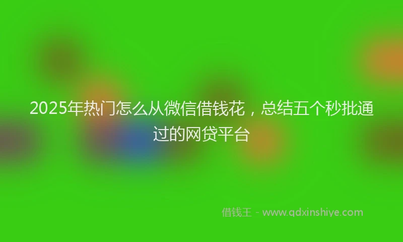 2025年热门怎么从微信借钱花，总结五个秒批通过的网贷平台