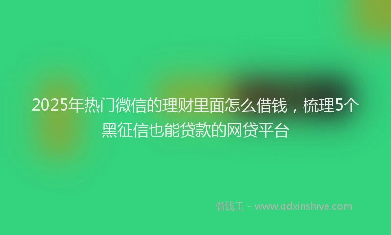 2025年热门微信的理财里面怎么借钱,梳理5个黑征信也能贷款的网贷平台