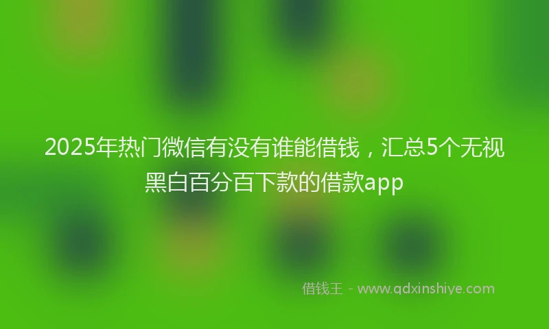 2025年热门微信有没有谁能借钱，汇总5个无视黑白百分百下款的借款app