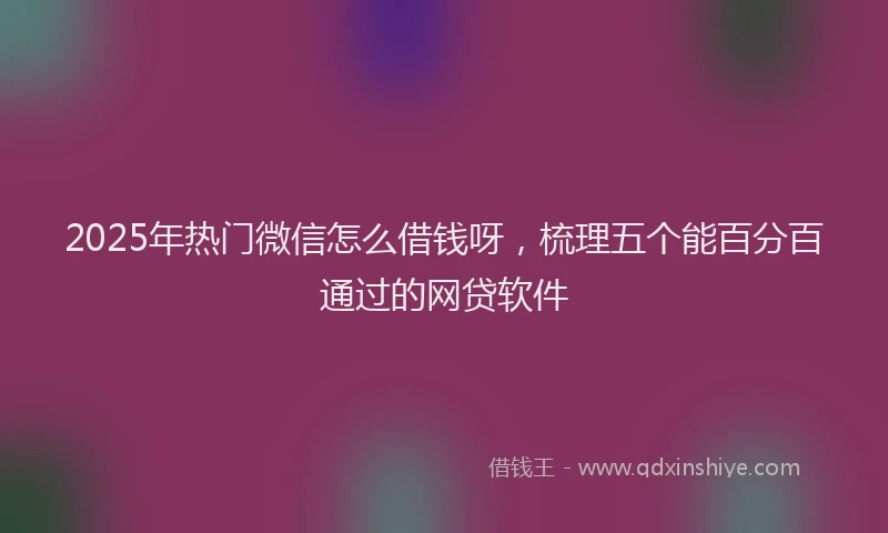 2025年热门微信怎么借钱呀，梳理五个能百分百通过的网贷软件
