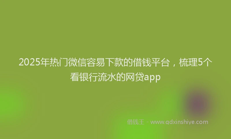 2025年热门微信容易下款的借钱平台，梳理5个看银行流水的网贷app