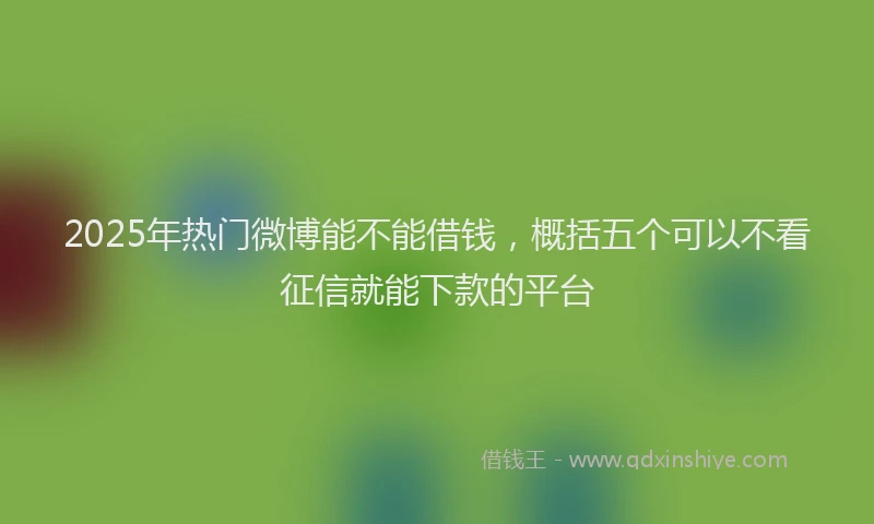 2025年热门微博能不能借钱，概括五个可以不看征信就能下款的平台