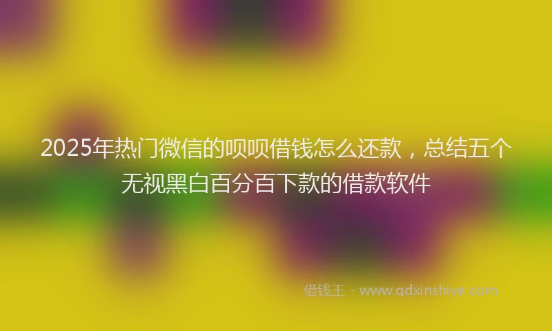 2025年热门微信的呗呗借钱怎么还款，总结五个无视黑白百分百下款的借款软件