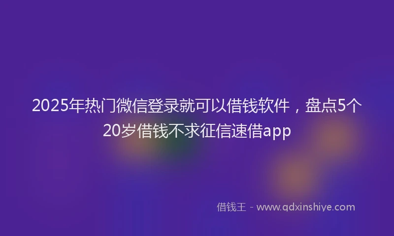 2025年热门微信登录就可以借钱软件,盘点5个20岁借钱不求征信速借app