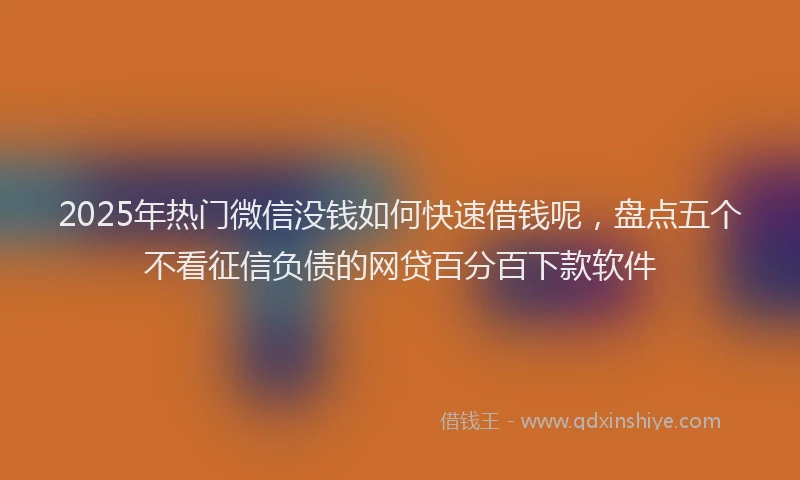 2025年热门微信没钱如何快速借钱呢,盘点五个不看征信负债的网贷百分百下款软件