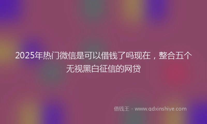 2025年热门微信是可以借钱了吗现在，整合五个无视黑白征信的网贷