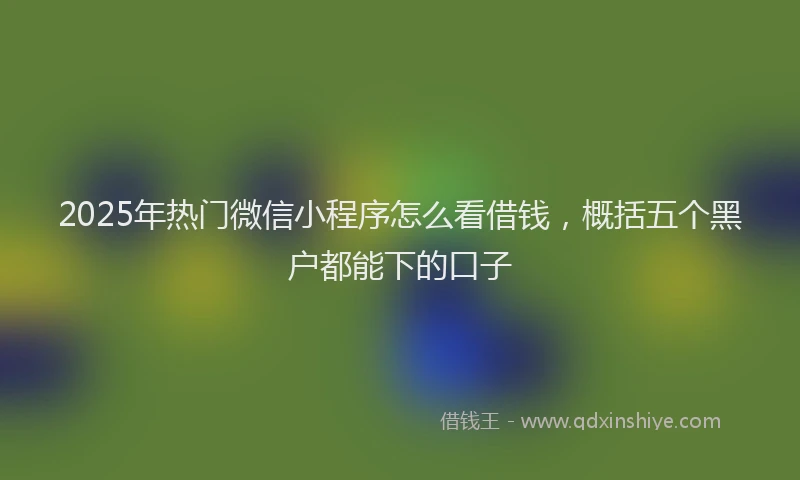 2025年热门微信小程序怎么看借钱，概括五个黑户都能下的口子