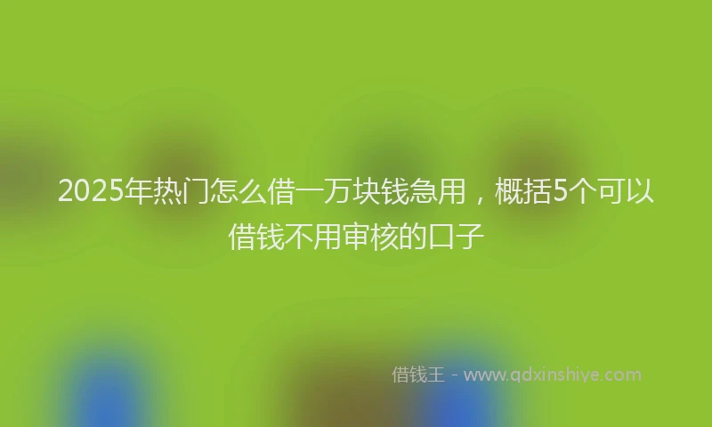 2025年热门怎么借一万块钱急用，概括5个可以借钱不用审核的口子