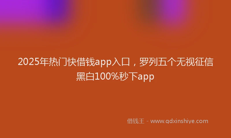 2025年热门快借钱app入口，罗列五个无视征信黑白100%秒下app