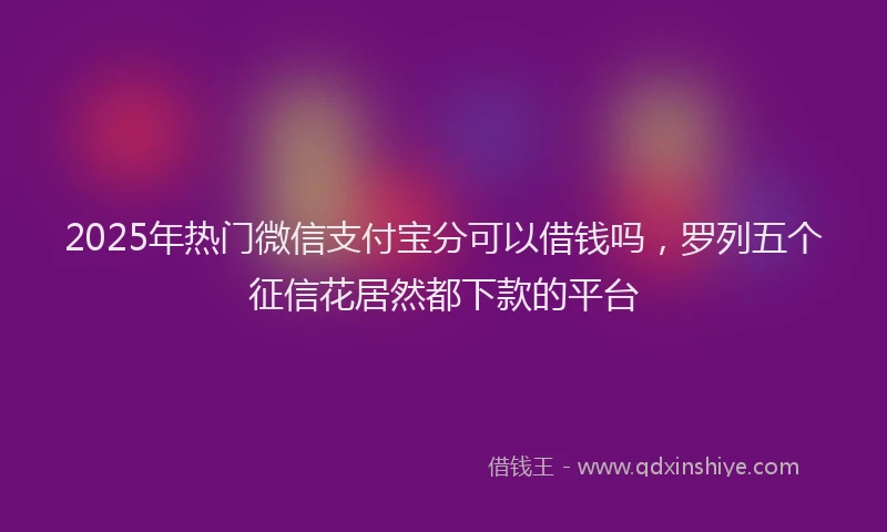 2025年热门微信支付宝分可以借钱吗，罗列五个征信花居然都下款的平台