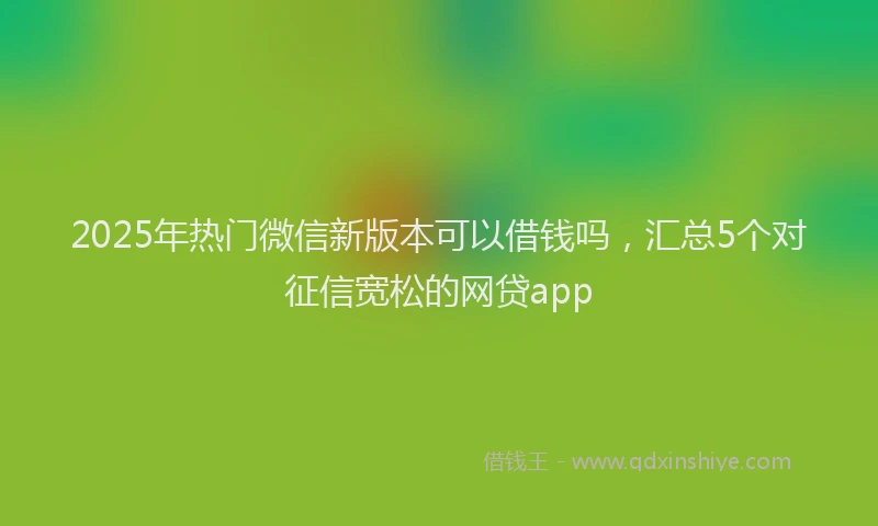 2025年热门微信新版本可以借钱吗，汇总5个对征信宽松的网贷app