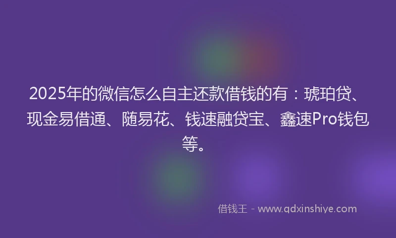 2025年的微信怎么自主还款借钱的有：琥珀贷、现金易借通、随易花、钱速融贷宝、鑫速Pro钱包等。