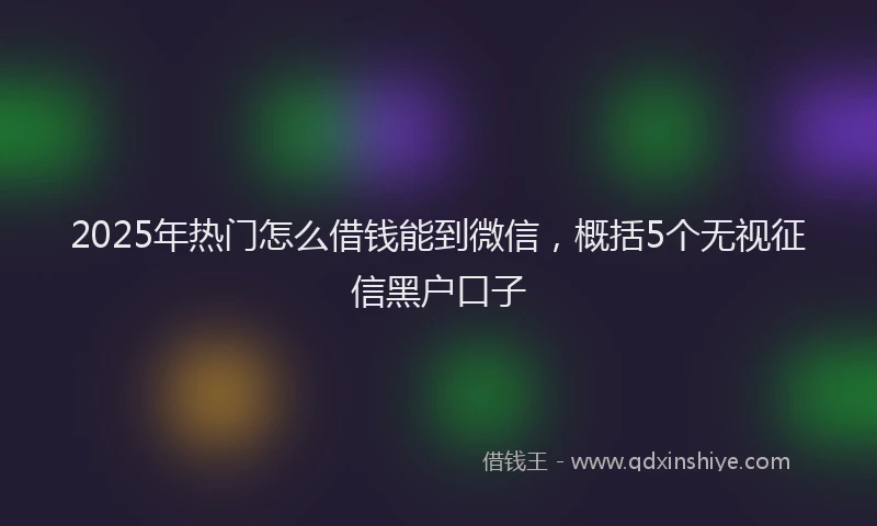 2025年热门怎么借钱能到微信，概括5个无视征信黑户口子