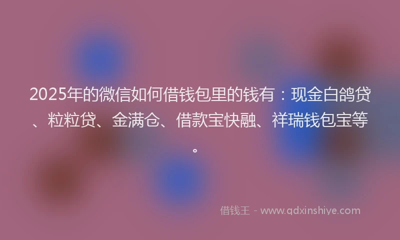 2025年的微信如何借钱包里的钱有：现金白鸽贷、粒粒贷、金满仓、借款宝快融、祥瑞钱包宝等。