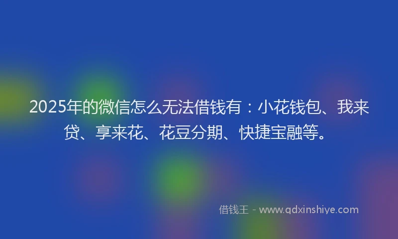 2025年的微信怎么无法借钱有：小花钱包、我来贷、享来花、花豆分期、快捷宝融等。