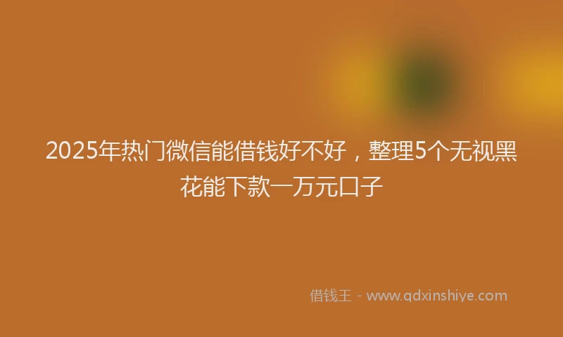 2025年热门微信能借钱好不好，整理5个无视黑花能下款一万元口子