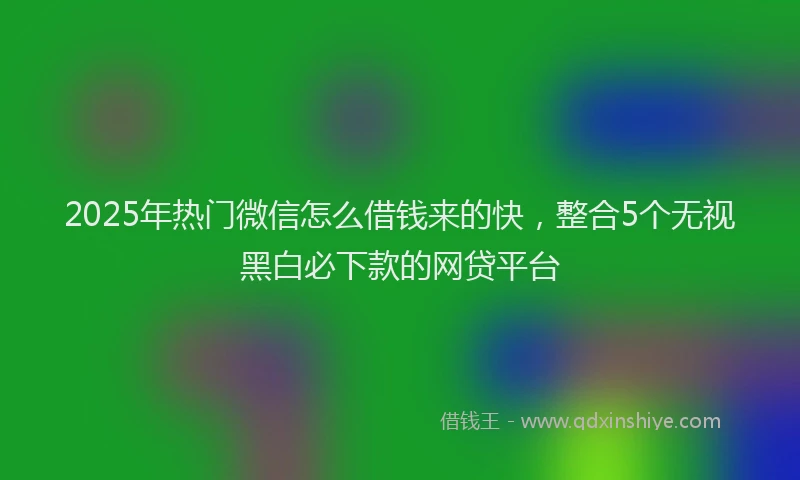 2025年热门微信怎么借钱来的快，整合5个无视黑白必下款的网贷平台