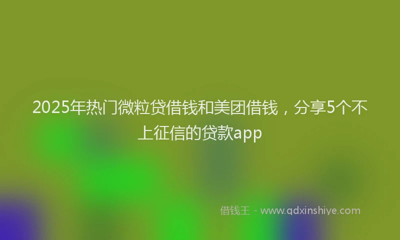 2025年热门微粒贷借钱和美团借钱，分享5个不上征信的贷款app