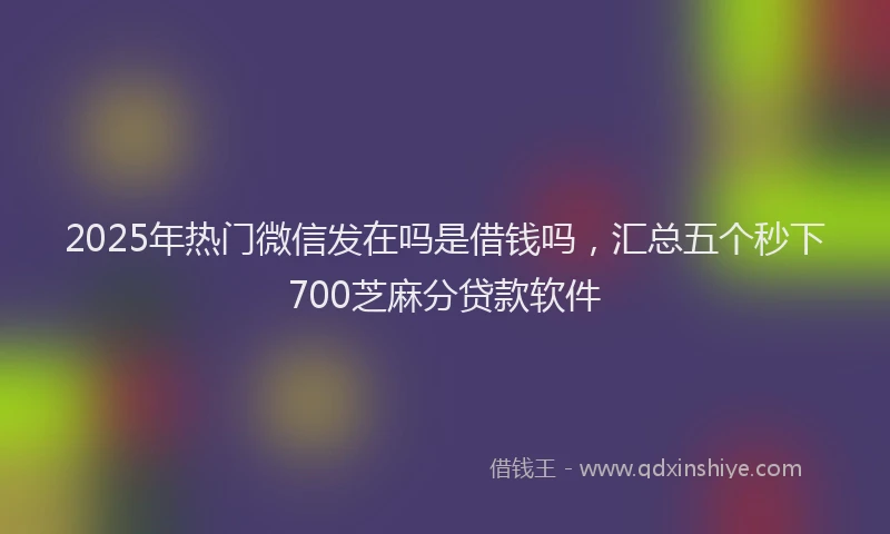 2025年热门微信发在吗是借钱吗，汇总五个秒下700芝麻分贷款软件