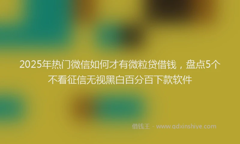2025年热门微信如何才有微粒贷借钱，盘点5个不看征信无视黑白百分百下款软件