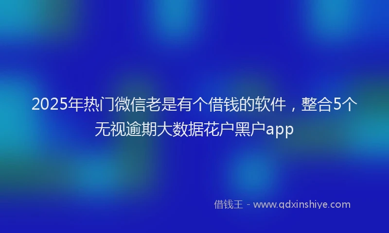 2025年热门微信老是有个借钱的软件，整合5个无视逾期大数据花户黑户app