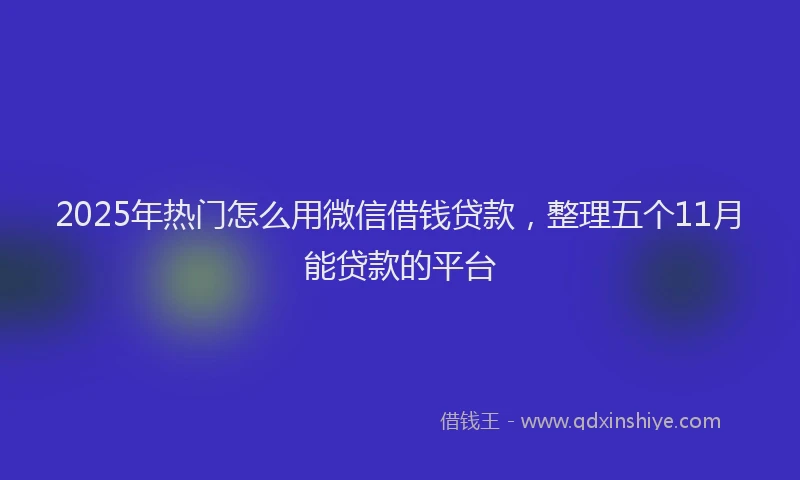 2025年热门怎么用微信借钱贷款，整理五个11月能贷款的平台