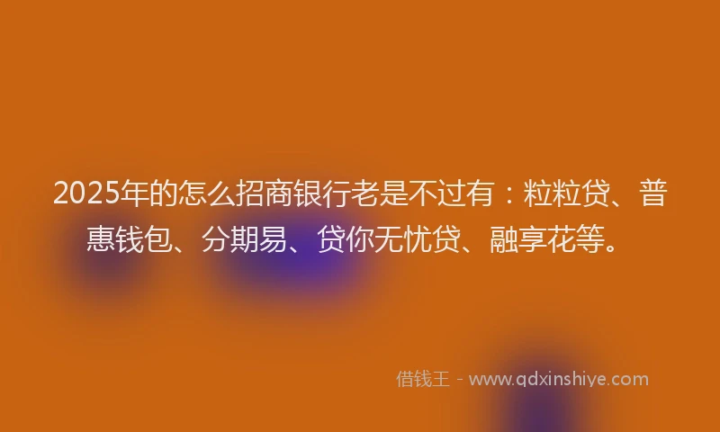 2025年的怎么招商银行老是不过有:粒粒贷、普惠钱包、分期易、贷你无忧贷、融享花等。