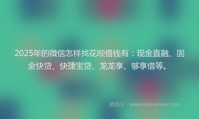 2025年的微信怎样找花呗借钱有：现金直融、固金快贷、快捷宝贷、龙龙享、够享借等。