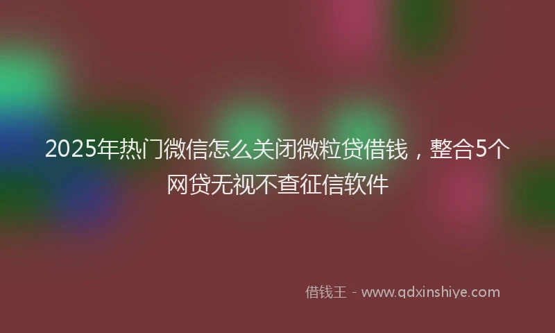 2025年热门微信怎么关闭微粒贷借钱，整合5个网贷无视不查征信软件