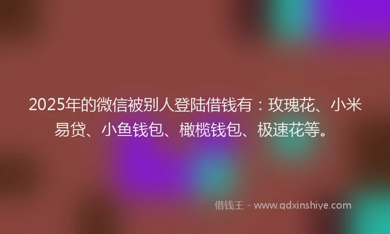 2025年的微信被别人登陆借钱有：玫瑰花、小米易贷、小鱼钱包、橄榄钱包、极速花等。
