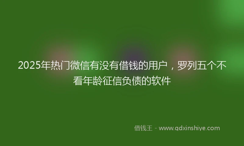2025年热门微信有没有借钱的用户，罗列五个不看年龄征信负债的软件
