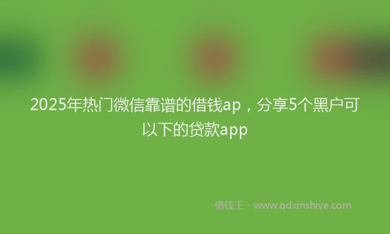 2025年热门微信靠谱的借钱ap，分享5个黑户可以下的贷款app