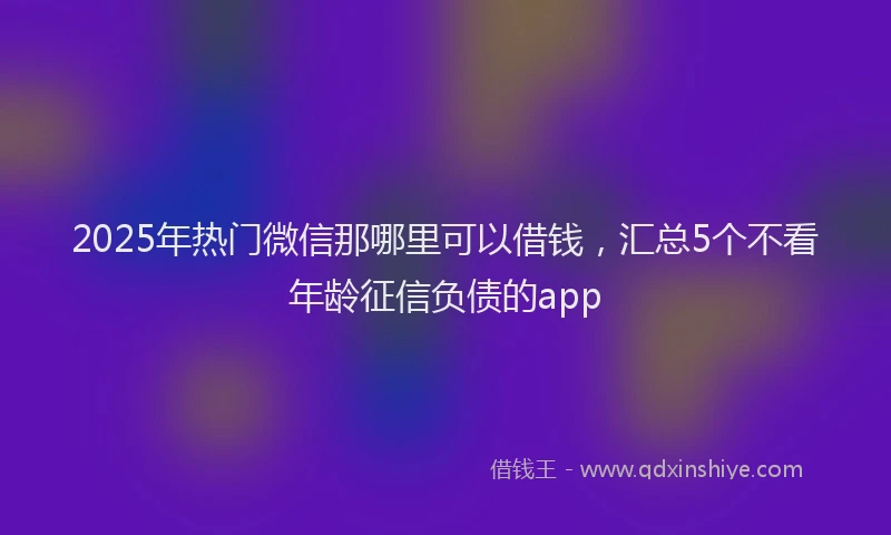 2025年热门微信那哪里可以借钱，汇总5个不看年龄征信负债的app