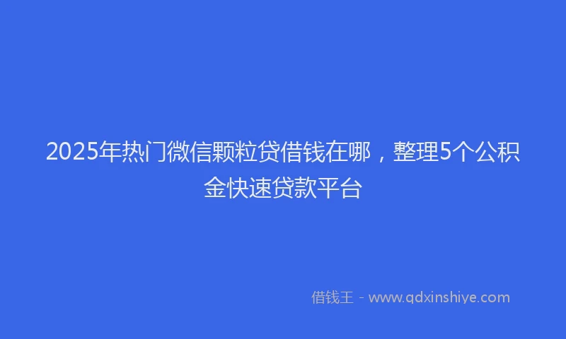 2025年热门微信颗粒贷借钱在哪，整理5个公积金快速贷款平台