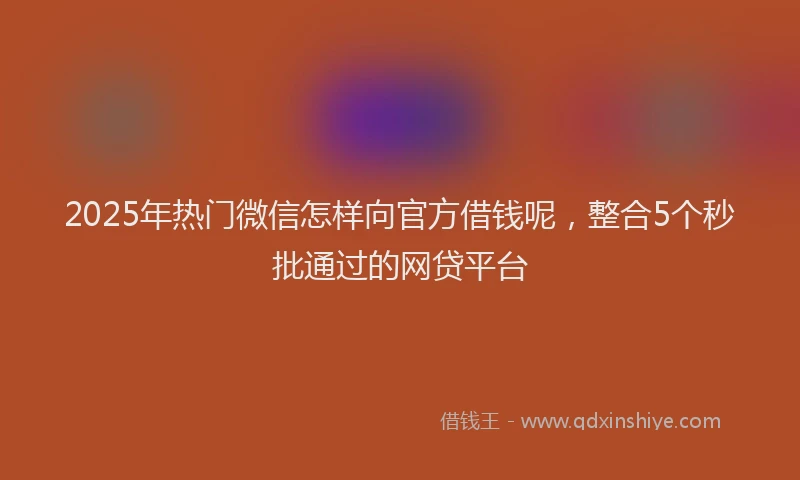 2025年热门微信怎样向官方借钱呢，整合5个秒批通过的网贷平台